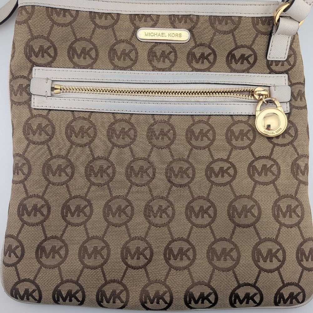 Michael Kors‎ Signature Brown & Cream Crossbody Purse